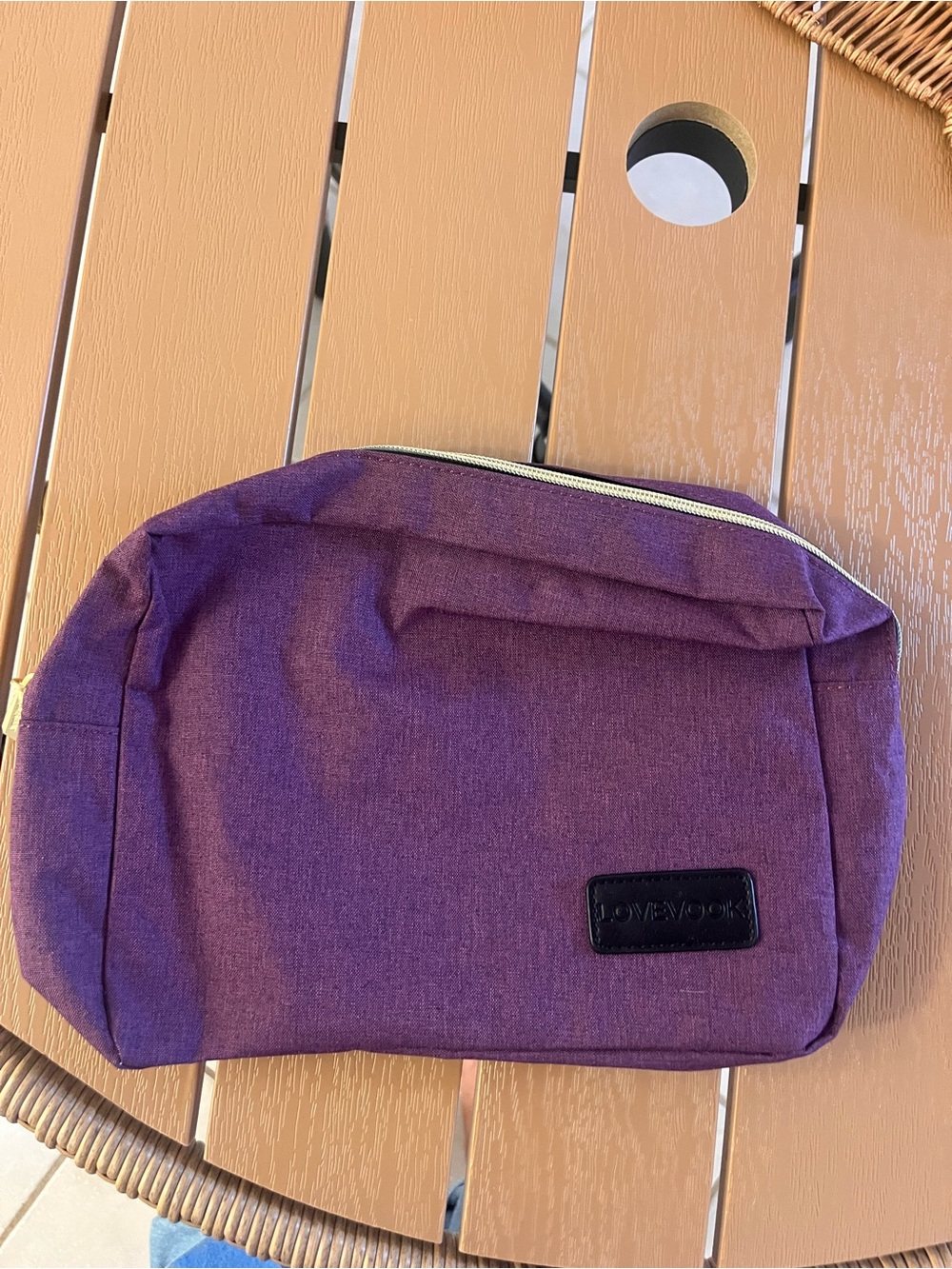 Purple Cosmetic Pouch with Black Logo Patch